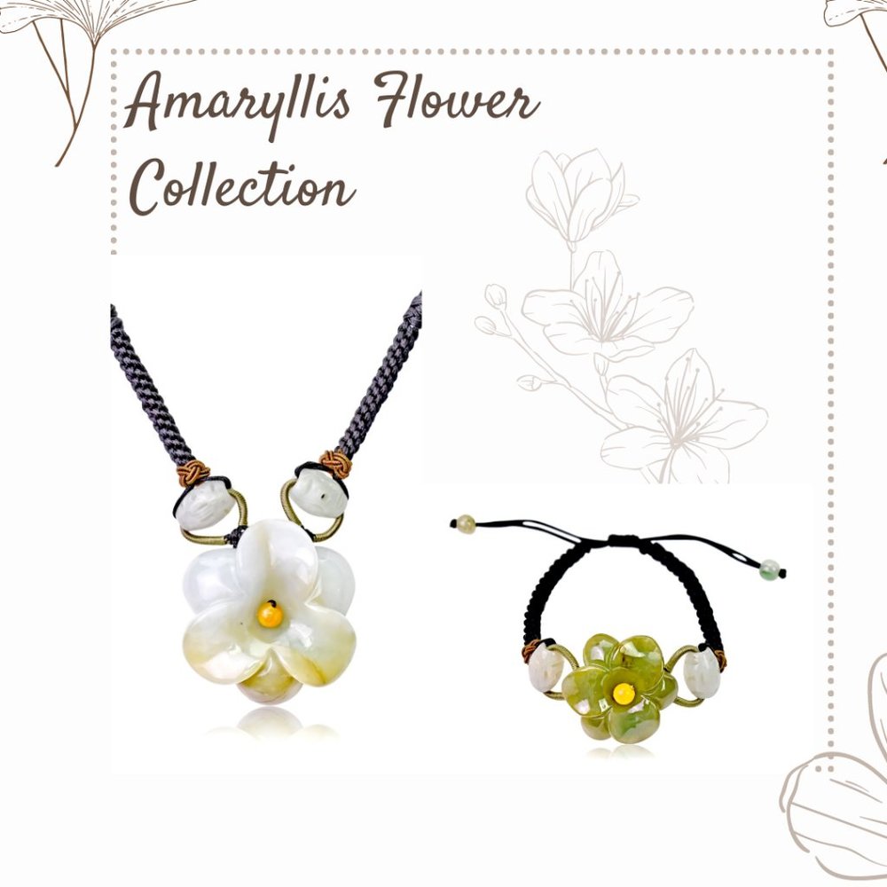 Stunning Amaryllis Flower Handmade Jade Bracelet